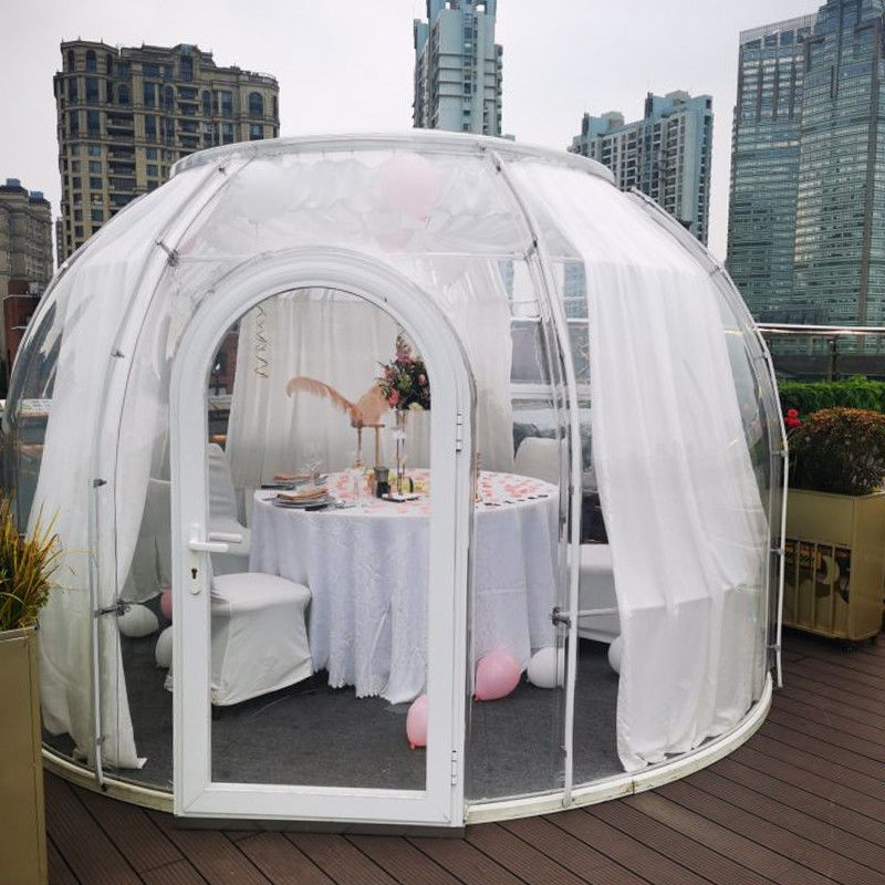 Tenda Pameran Perdagangan Luar Ruangan Hotel Taman Pesta Mewah Glamping PC Musim Dingin Geodesic Dome Tent